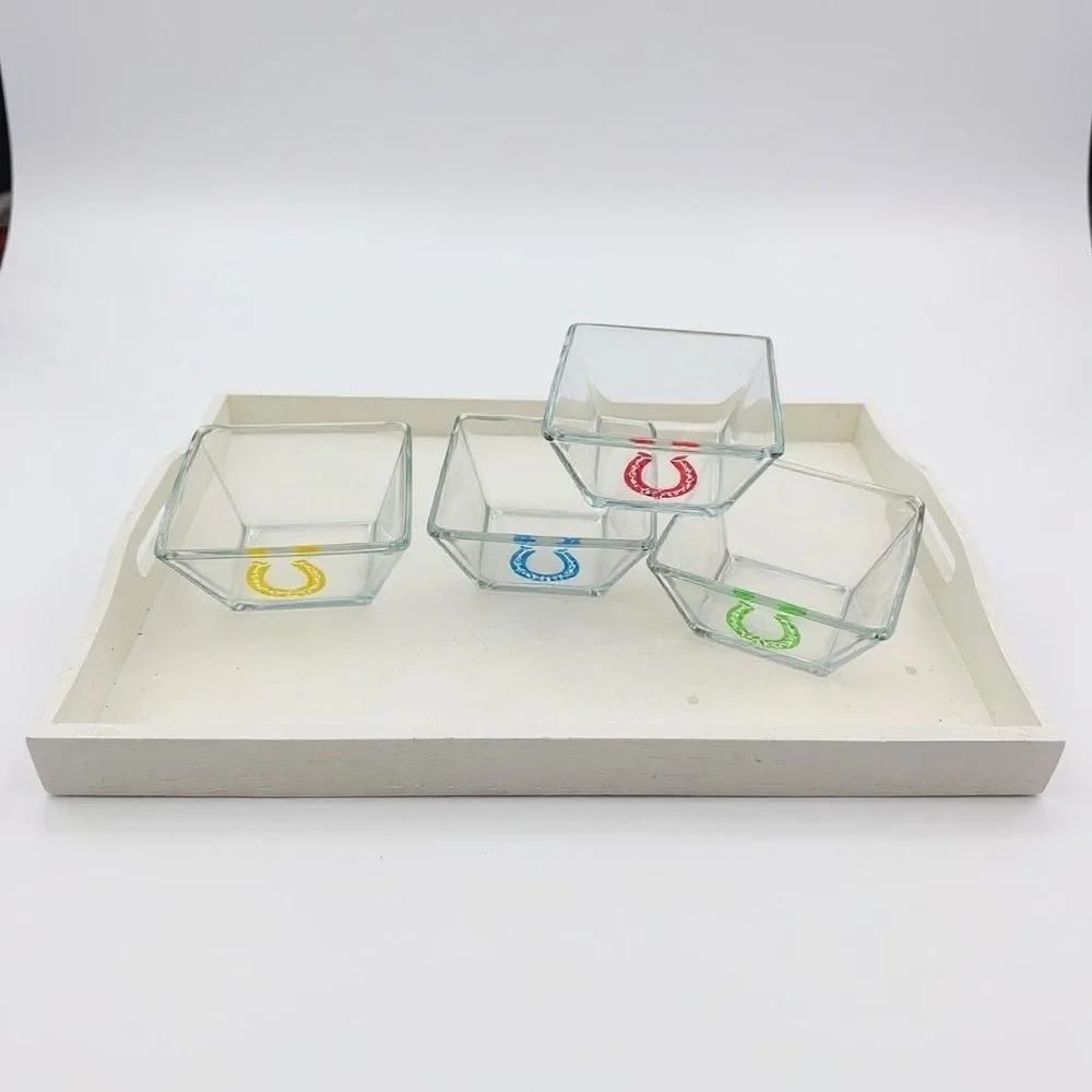 Western Glass Plate Set with Blue Designs
